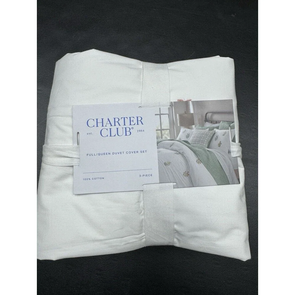 Charter Club Bouquet Embroidery 3-Pc. Full/Queen Duvet Cover Set -flaw